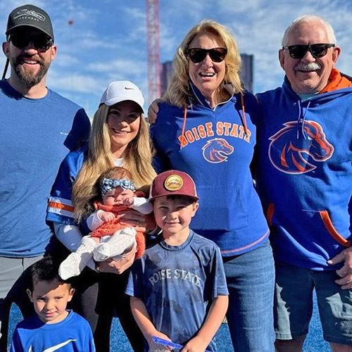 Kevin Hurley with his family at a Boise State game